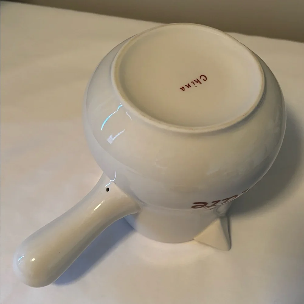 Williams Sonoma Hot Chocolate Pot Bonjour Ceramic Pour Pitcher Coffee Bar